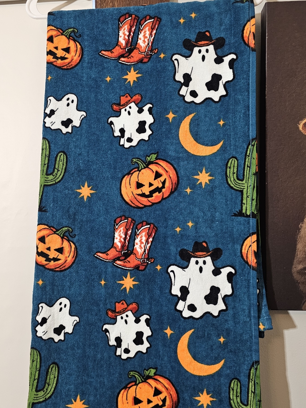 Wrangler Blue Halloween Blanket Costume with Pumpkins & Ghosts